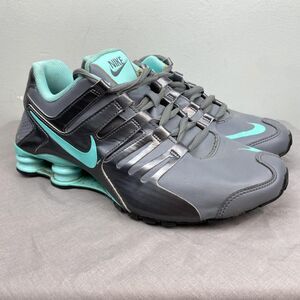 Nike Shox NZ Shoes Mens Size 9.5 Gray Aqua Black Running Sneakers 639657-041